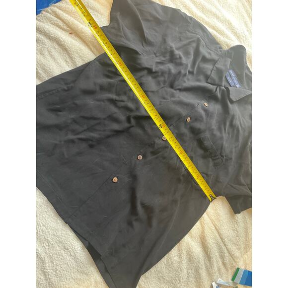 Grant Thomas Pure Silk SHORT SLEEVE BUTTON UP SHIRT Black XL - Picture 4 of 4